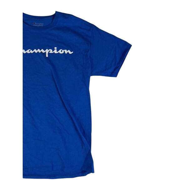 Champion Men's Blue Script Logo T-Shirt Medium Athletic Fit - Picture 8 of 8